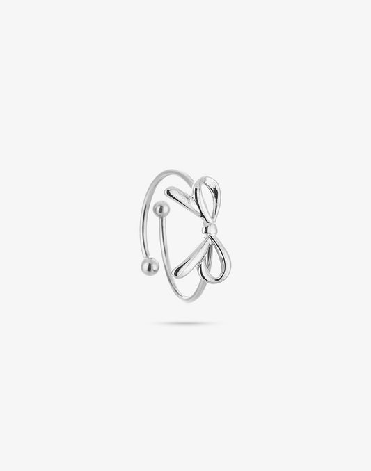 Ring strikje zilverkleurig