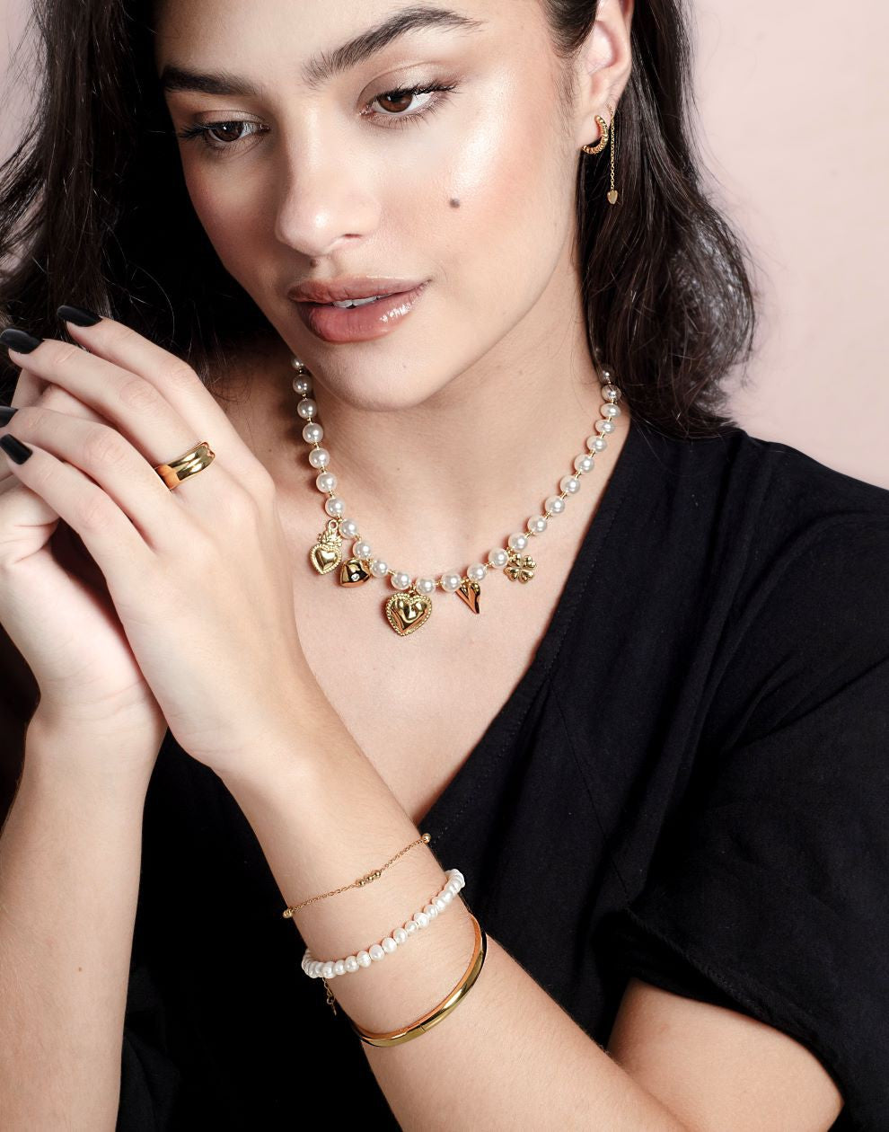 parelketting bedels love goudkleurig