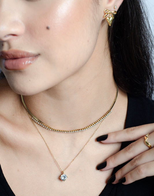 Ketting ronde steen goudkleurig