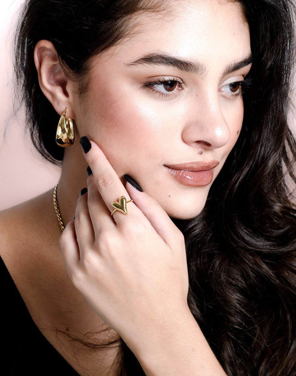 ring vintage hart goudkleurig