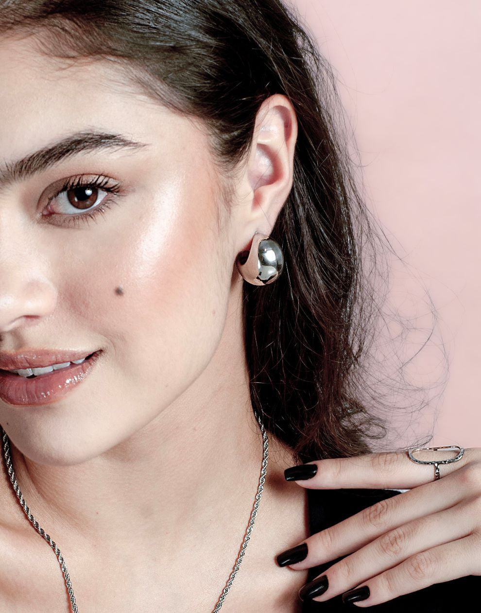 Chunky ball earrings silver-colored