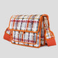 schoudertas oranje met ruit patroon