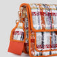 schoudertas oranje met ruit patroon