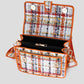 schoudertas oranje met ruit patroon