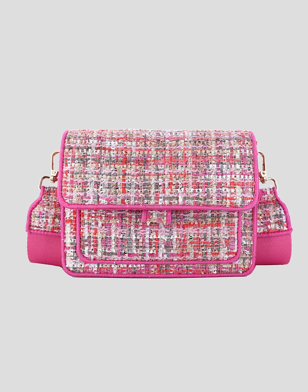 schoudertas roze met ruit patroon