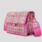 schoudertas roze met ruit patroon