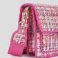 schoudertas roze met ruit patroon