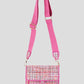 schoudertas roze met ruit patroon