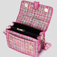 schoudertas roze met ruit patroon