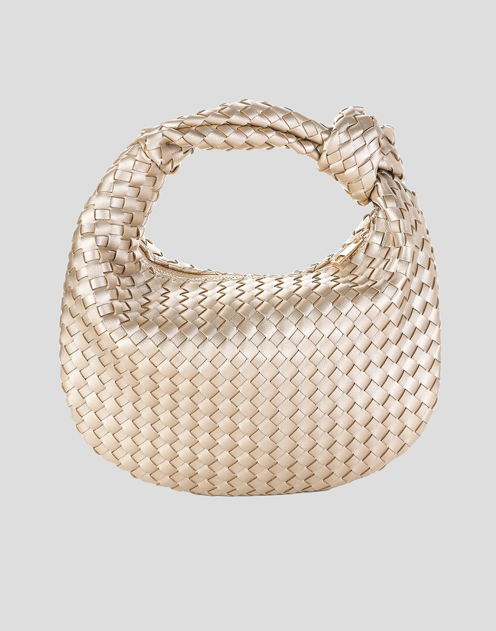 gevlochten tas met knoop goudkleurig