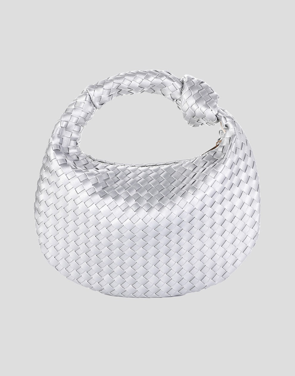gevlochten tas met knoop zilverkleurig