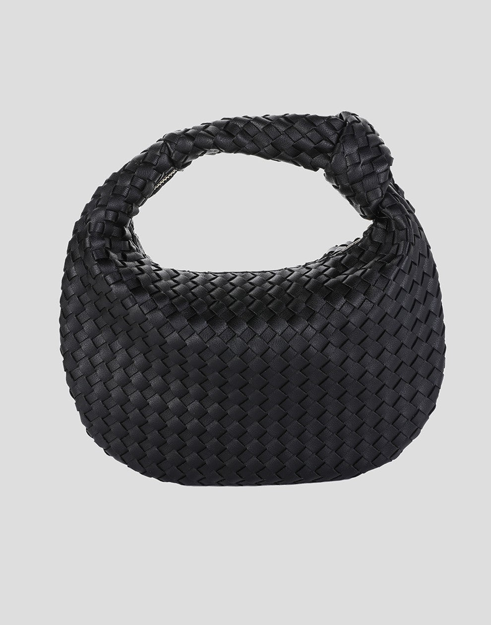 gevlochten tas met knoop zwart