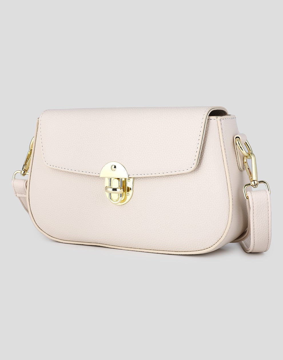 schoudertas beige met gesp