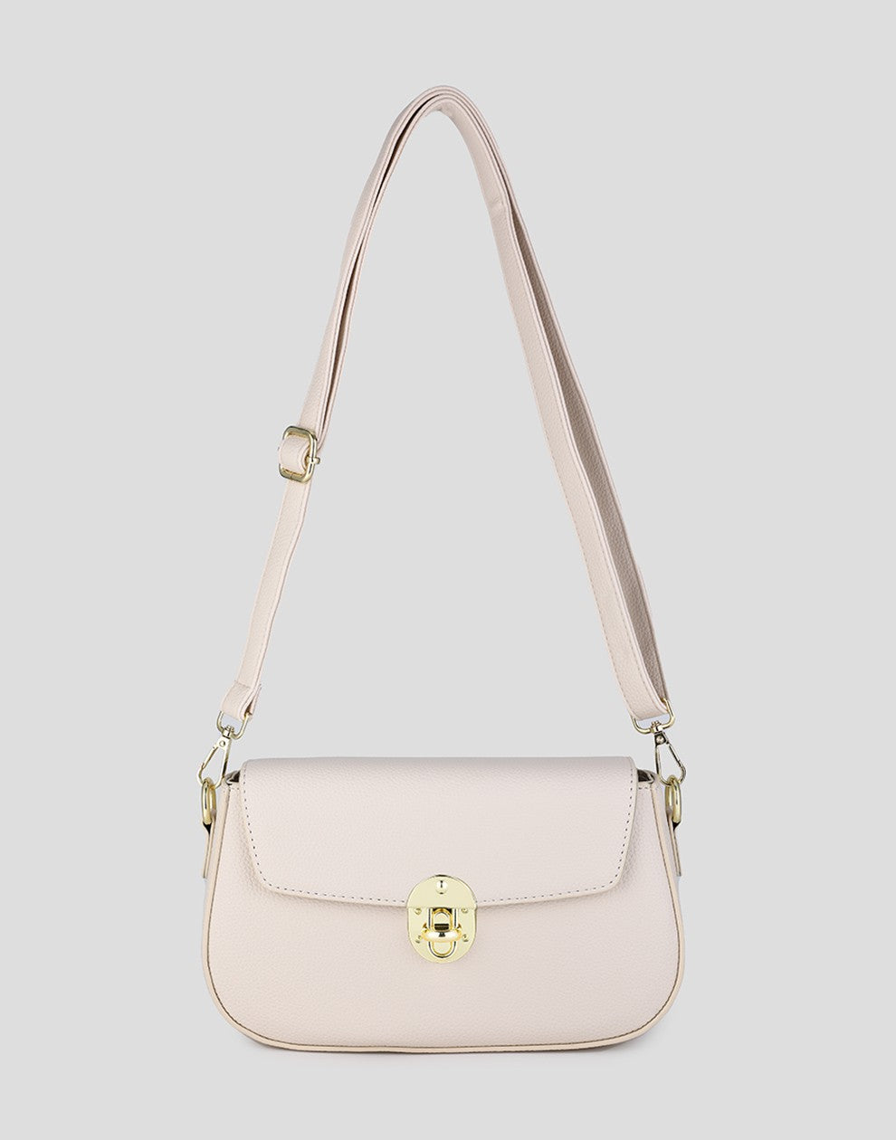 schoudertas beige met gesp
