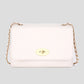 beige damestas crossbody met chain