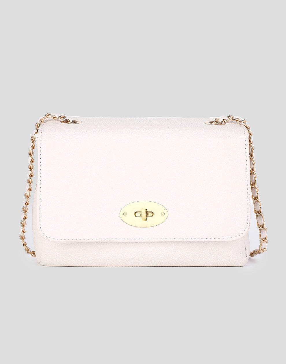 beige damestas crossbody met chain