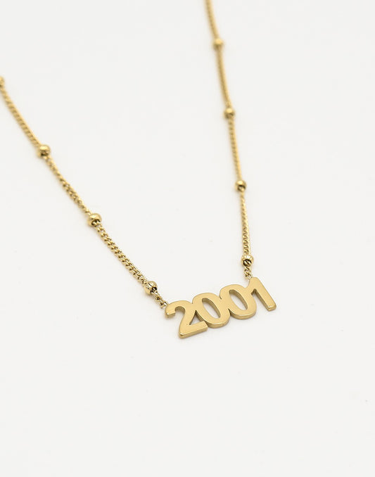 Ketting jaartal 2001 goudkleurig