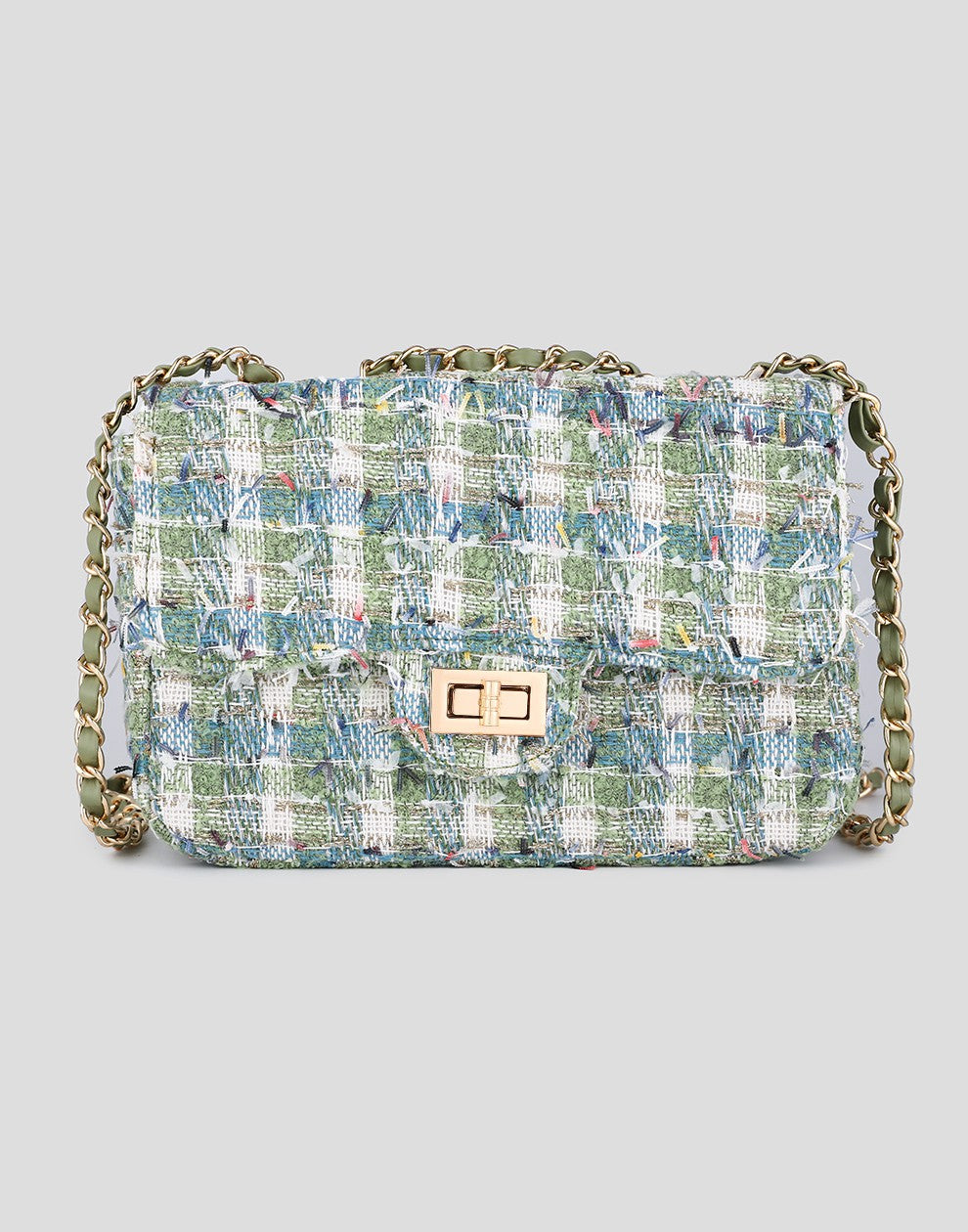 Tweed schoudertas groen