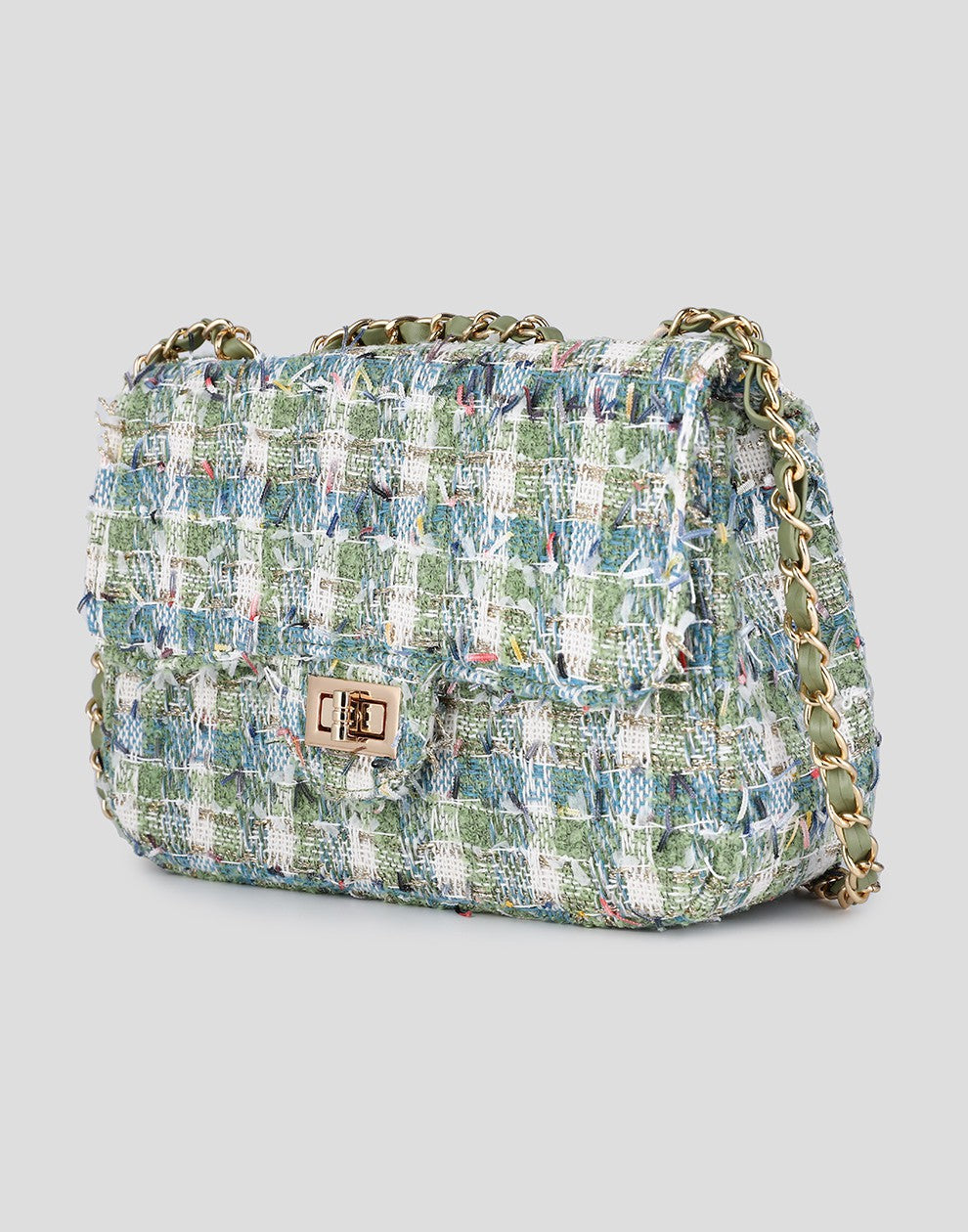 Tweed schoudertas groen