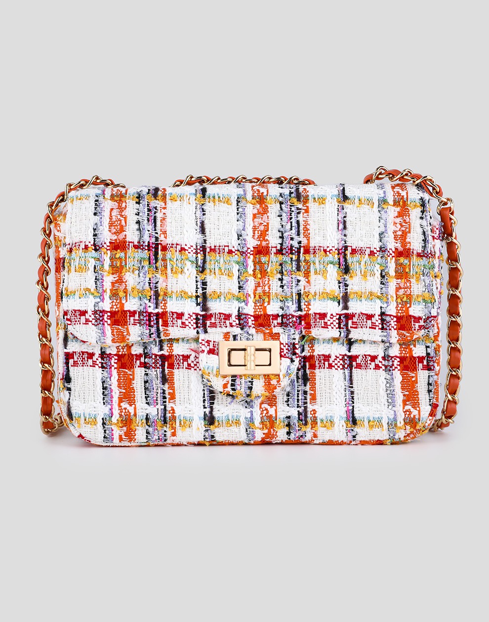 Tweed schoudertas oranje