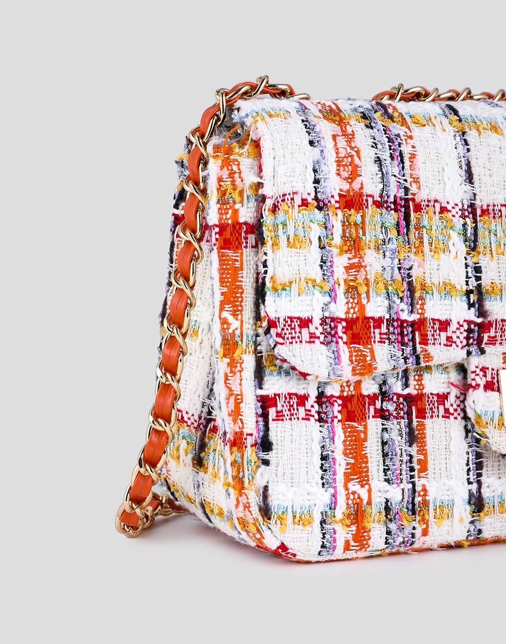 Tweed schoudertas oranje