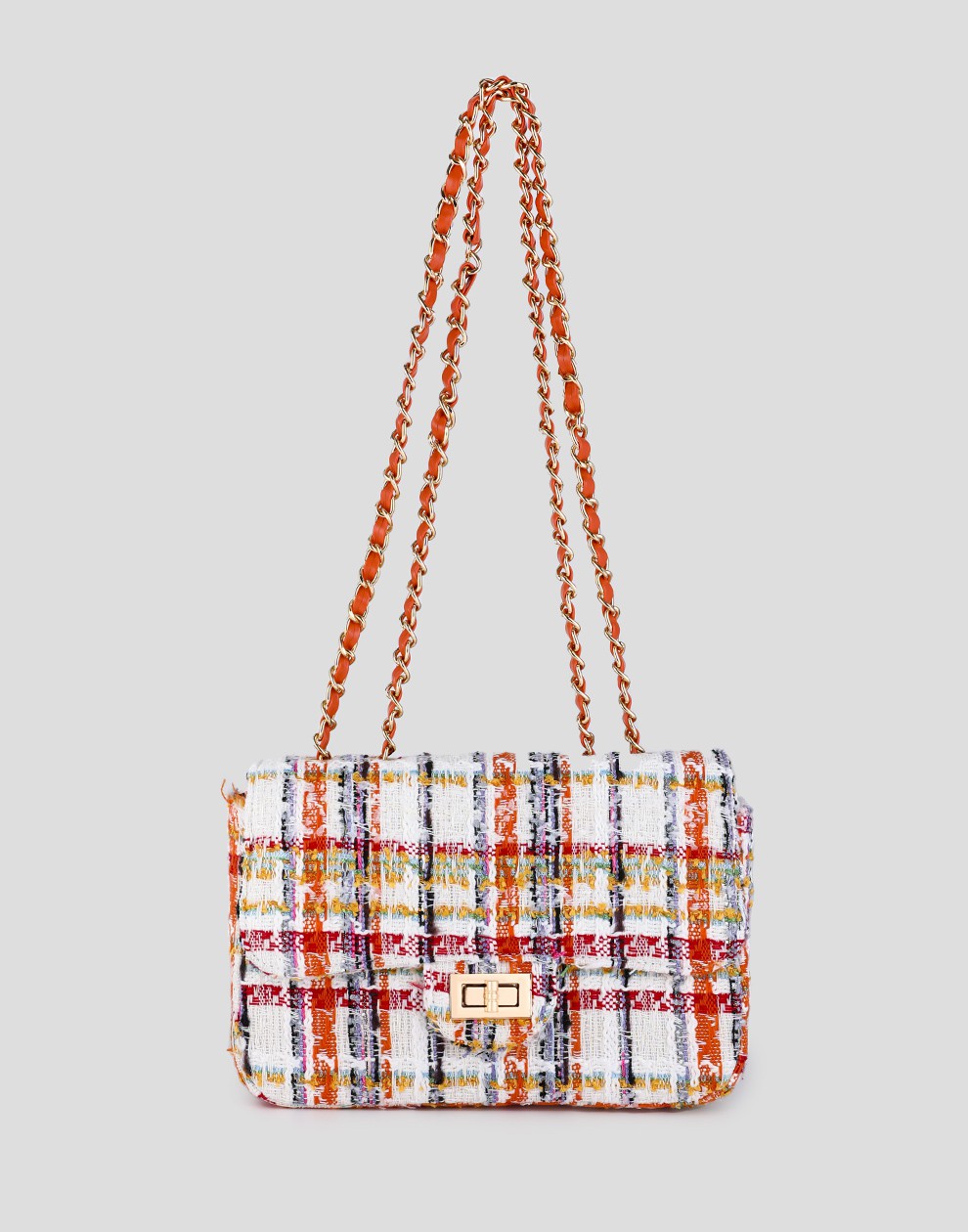 Tweed schoudertas oranje