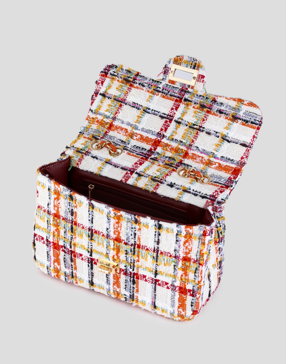 Tweed schoudertas oranje