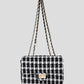 tweed schoudertas zwart