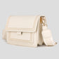 Schoudertas met gestikte rand beige