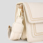 Schoudertas met gestikte rand beige