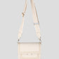 Schoudertas met gestikte rand beige