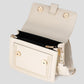 Schoudertas met gestikte rand beige