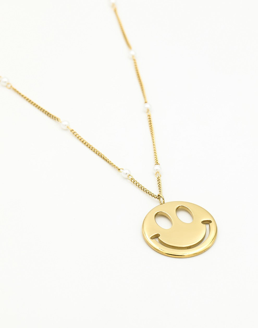 Parel ketting smiley hanger