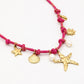 fuchia touw ketting met zeester bedels