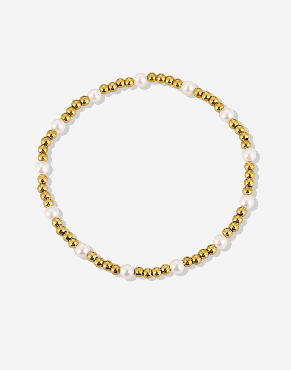 fijne kralen armband met parels goudkleurig