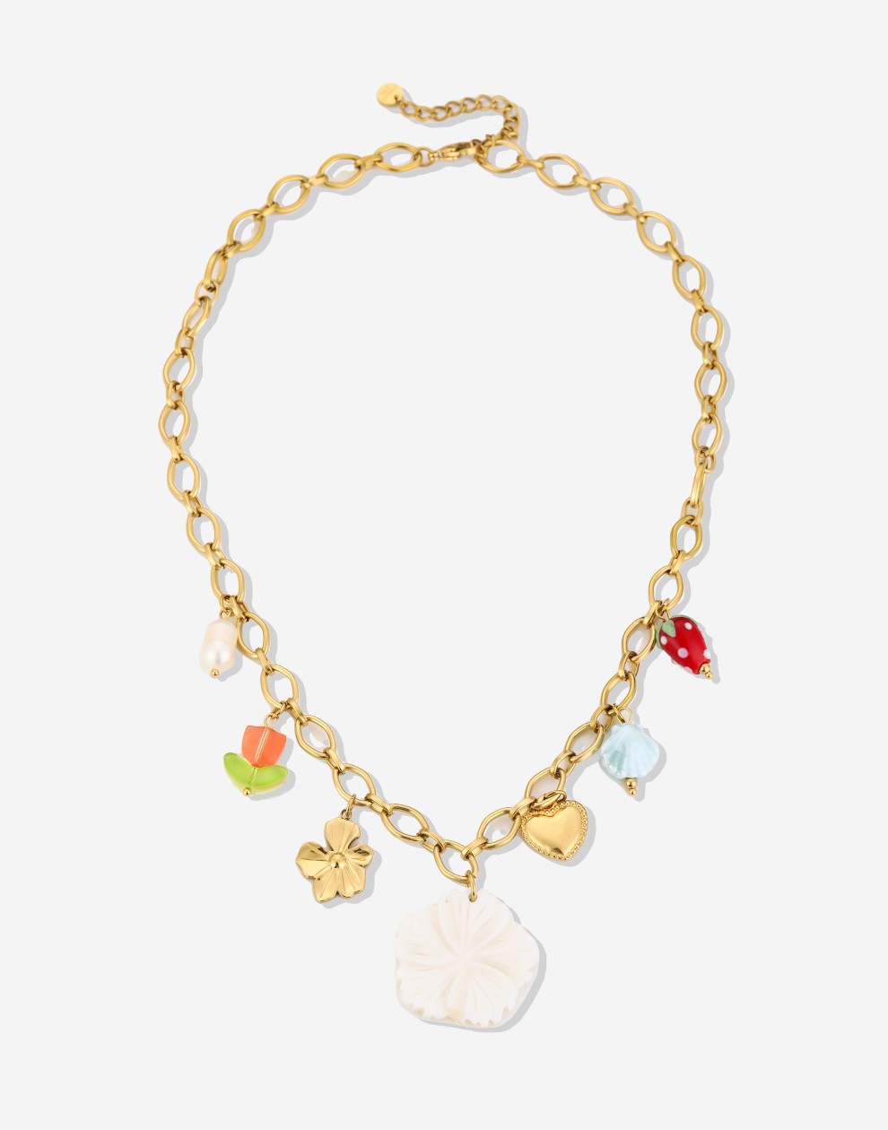 Bedel ketting schakels witte lotus