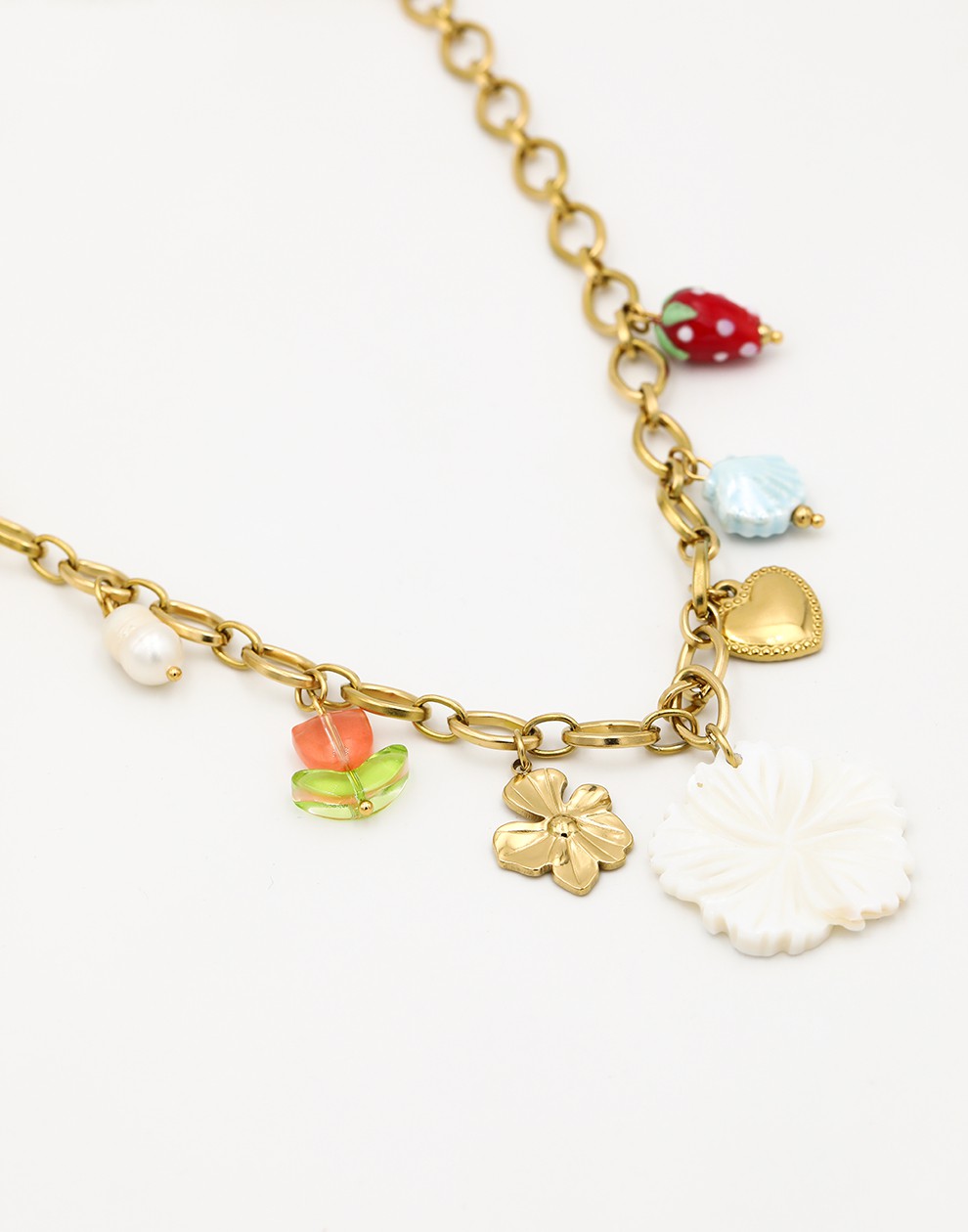 Bedel ketting schakels witte lotus