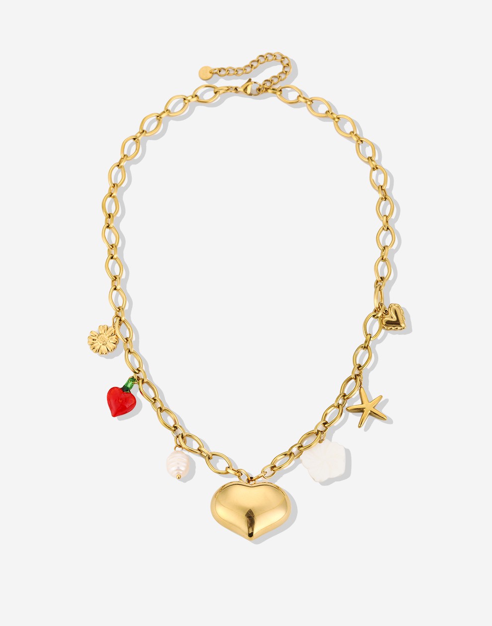 Bedel ketting hart met schakels summer vibe
