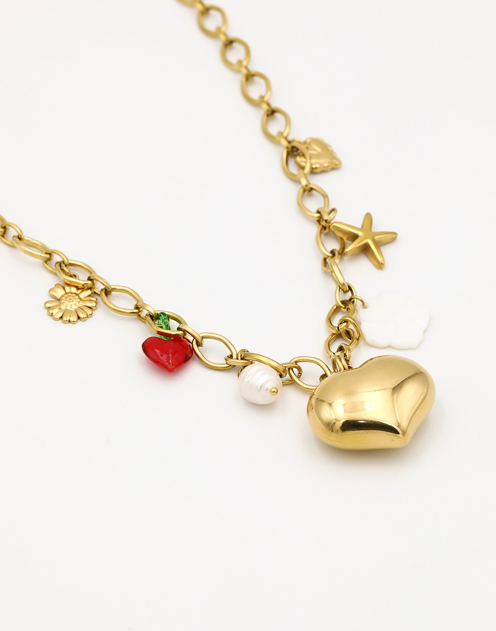 Bedel ketting hart met schakels summer vibe