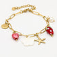 Bedelarmband met schakels en multi hangers