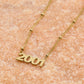 Ketting jaartal 2001 goudkleurig
