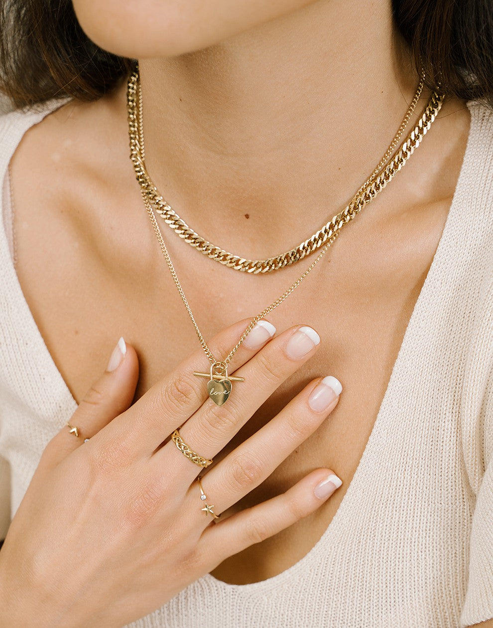 Groffe schakelketting goudkleurig