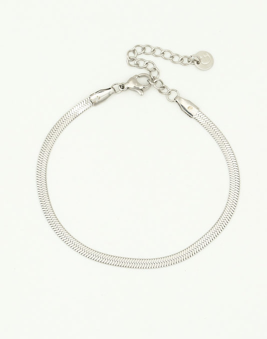 Flat snake armband zilverkleurig