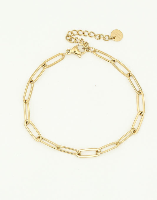 Paperclip armband plat goudkleurig