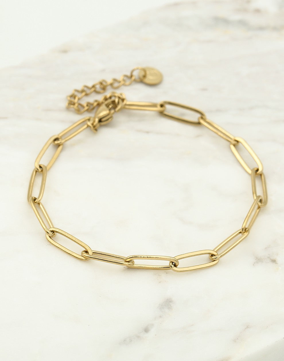 Paperclip armband plat goudkleurig