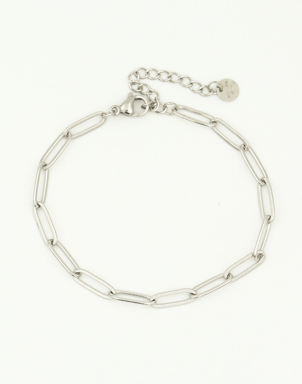 Paperclip armband plat zilverkleurig