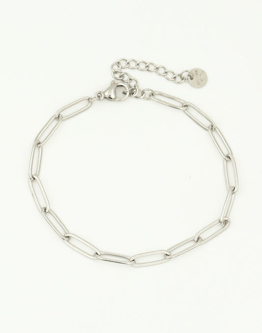 Paperclip armband plat zilverkleurig