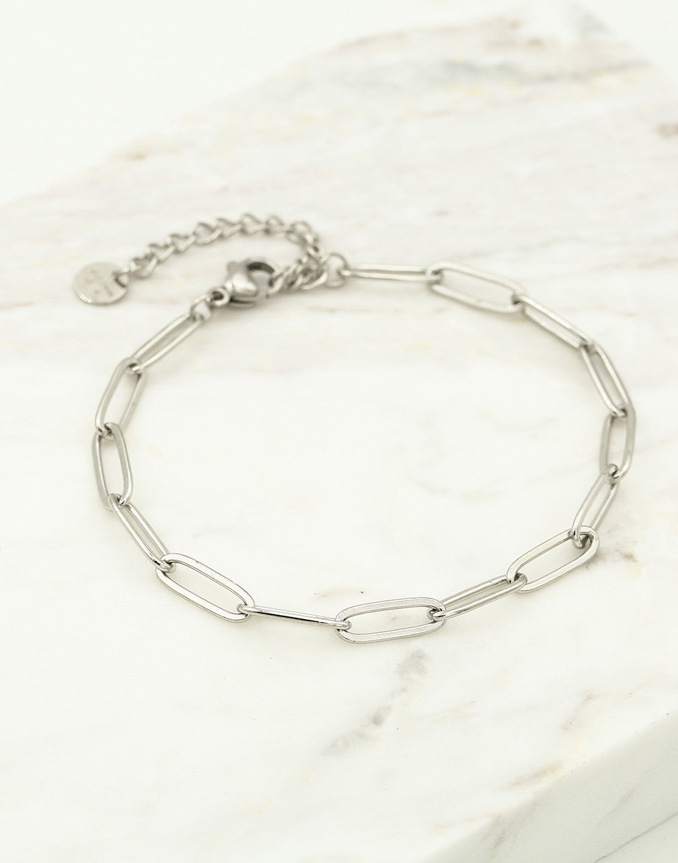 Paperclip armband plat zilverkleurig