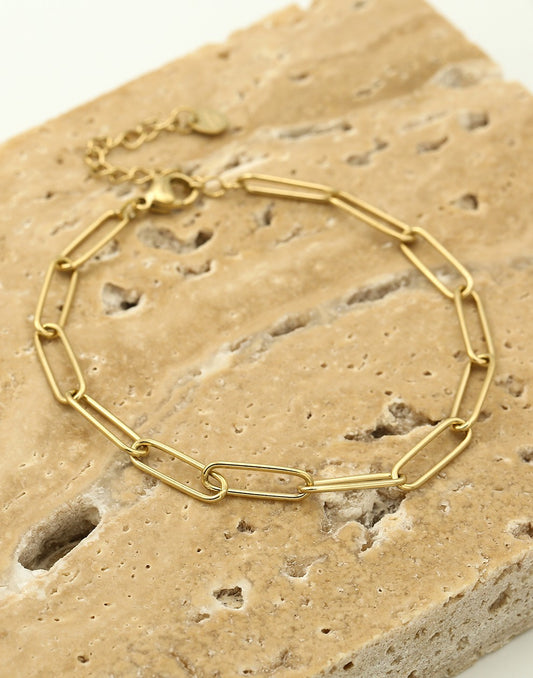 Paperclip armband goudkleurig