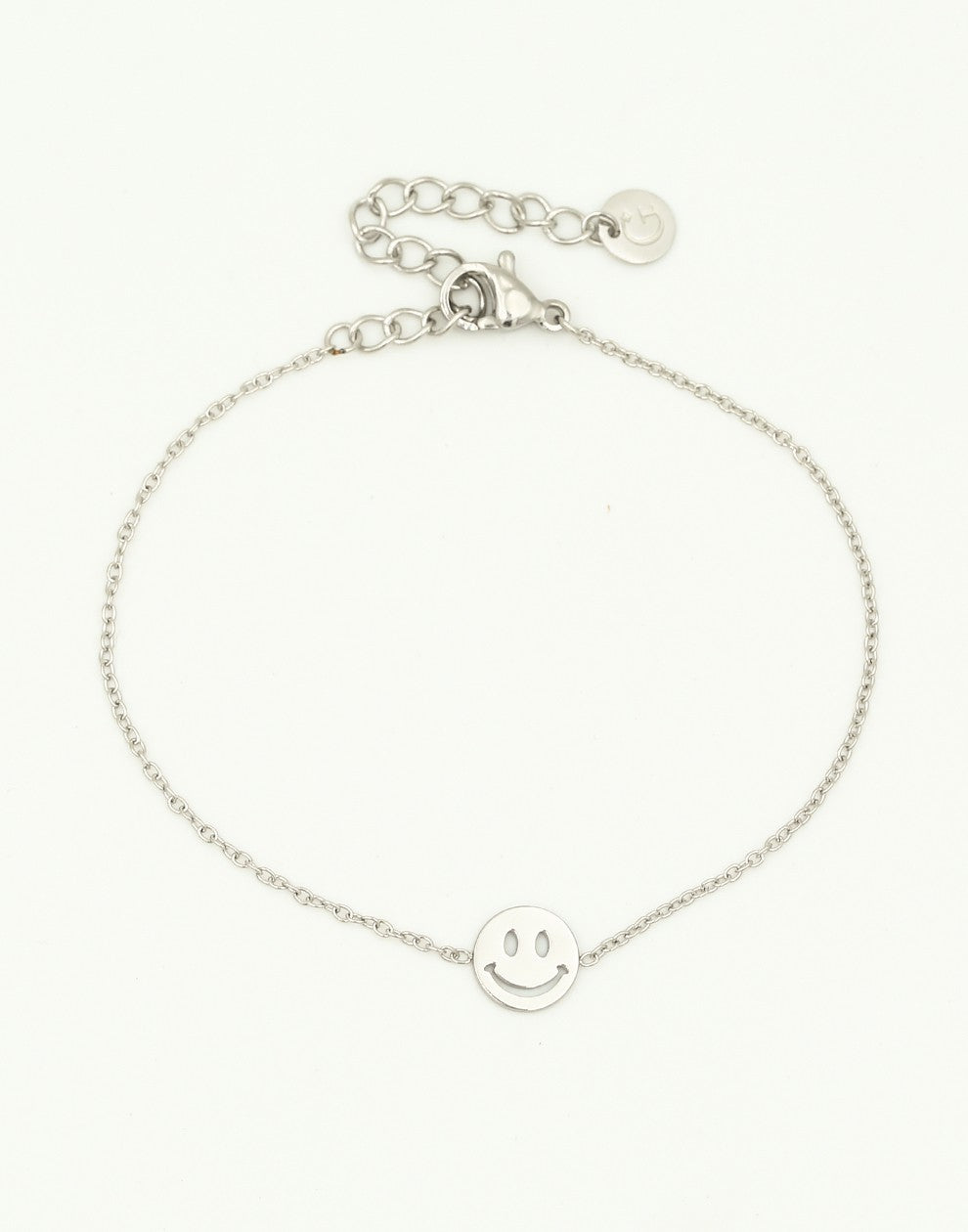 Smiley armband fijn zilverkleurig